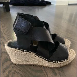 Eileen Fisher Wedge Sandal Black Brand New